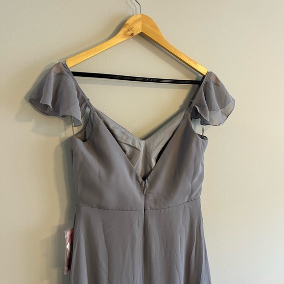 *NWT* Birdy Grey Kae Chiffon Silver Bridesmaid Dress Small No Slit - Picture 8 of 11